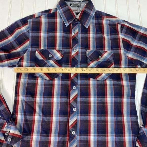 Buckle Black Button Up Shirt‎ Men Small Long sleeve Slim Fit Plaid - Picture 5 of 12